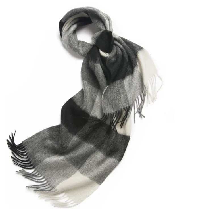 Mitchell-Y Pure Merino Wool Scarf - Charcoal & White Buffalo Check