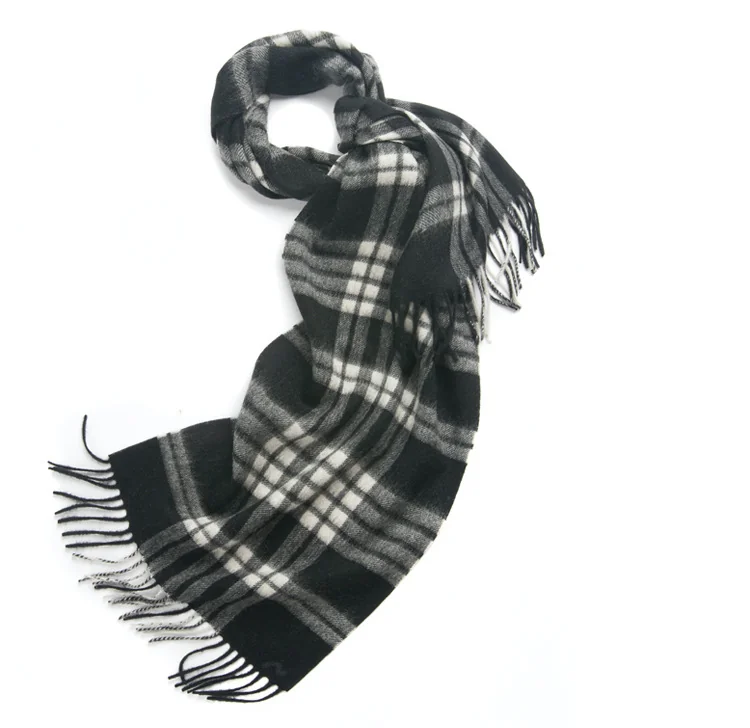Mitchell-Y Pure Merino Wool Scarf - Black & White Tartan